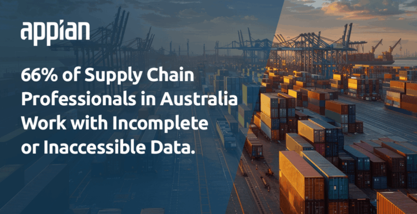 Appian infographic stating 66% of Australian supply chain professionals work with incomplete or inaccessible data.