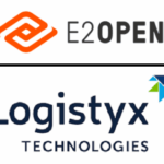 Logos for E2open and Logistyx Technologies stacked vertically.