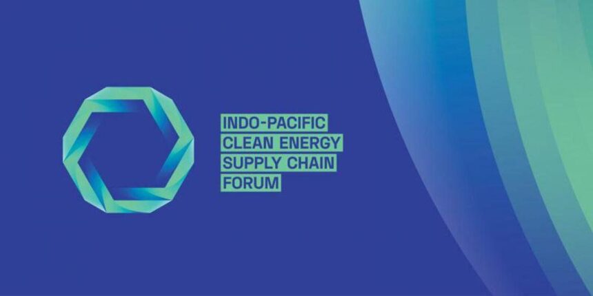 Logo for the Indo-Pacific Clean Energy Supply Chain Forum on a blue background.
