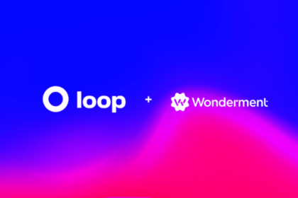The Loop and Wonderment logos joined by a plus sign on a gradient background.