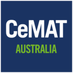 CeMAT Australia logo on a blue square background.